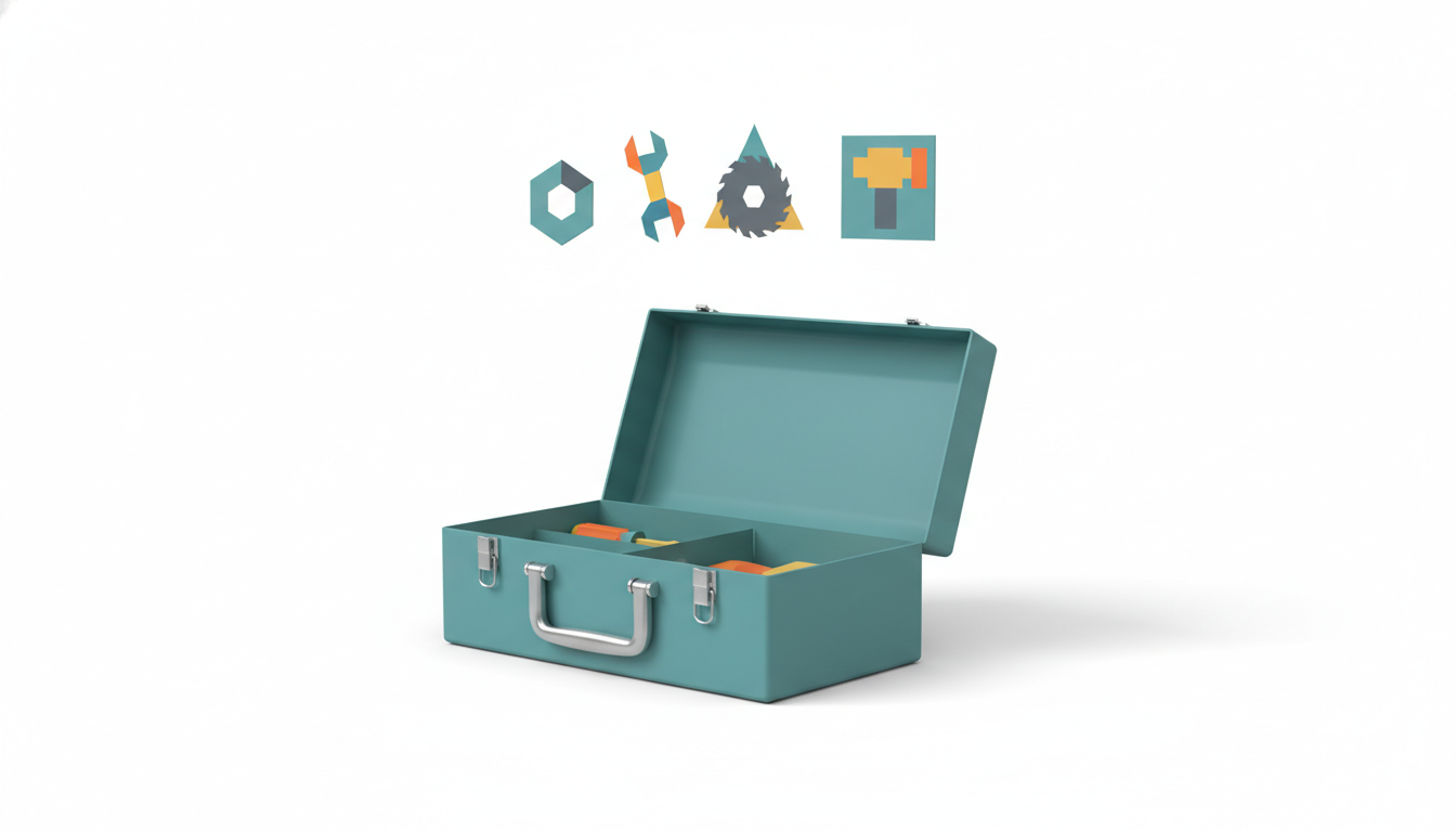 Teal toolbox illustration with FreshStore improvement icons above it